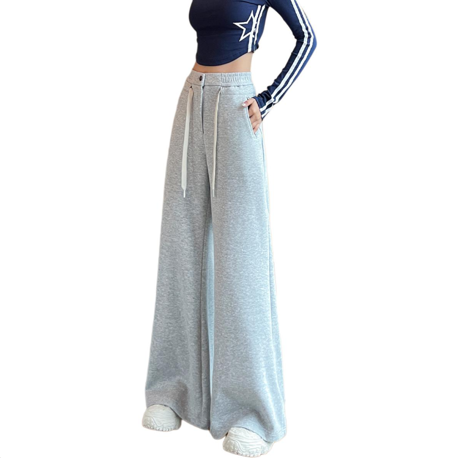 Tonlion Casual Pants Women's Light Gray Moderate Flared Pants