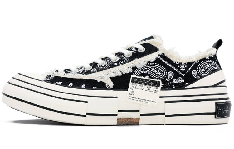 XVESSEL G.O.P. Lows Paisley Low top Canvas Shoes Unisex Black White