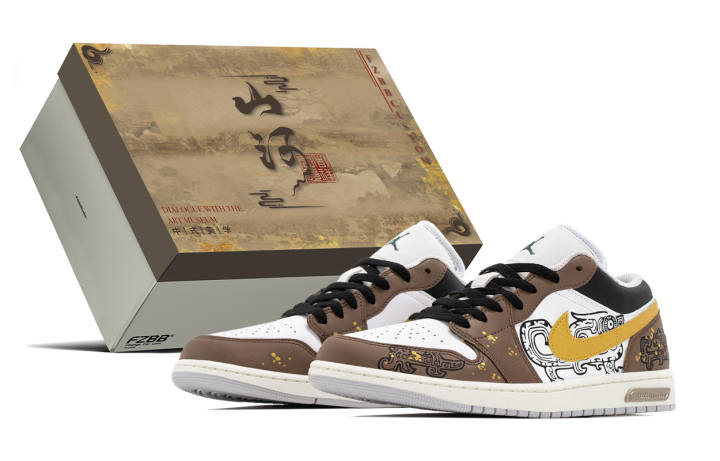 Jordan Jordan Air Jordan 1 Box, Chinese Style, Bronze, Dragon Pattern Abrasion Resistant Abrasion Resistant Low top