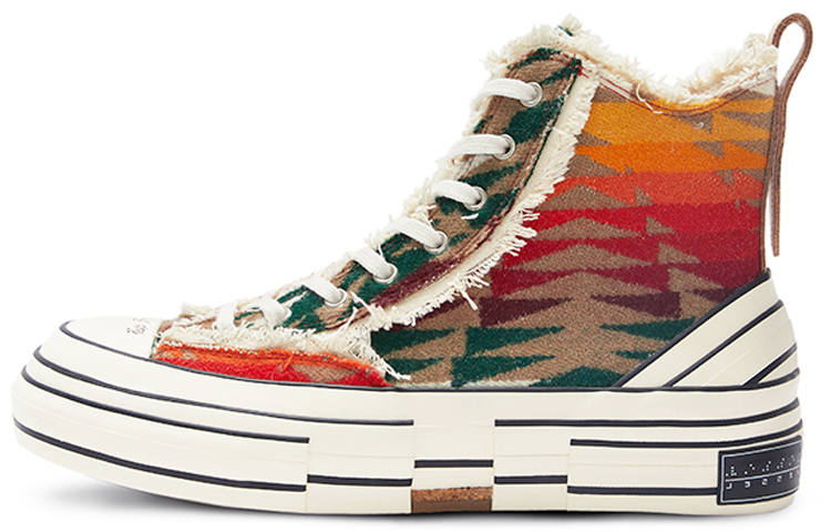 XVESSEL VESSEL G.O.P. Highs Colored Figuredstripe Canvas Shoes Unisex Orange Green Camouflage