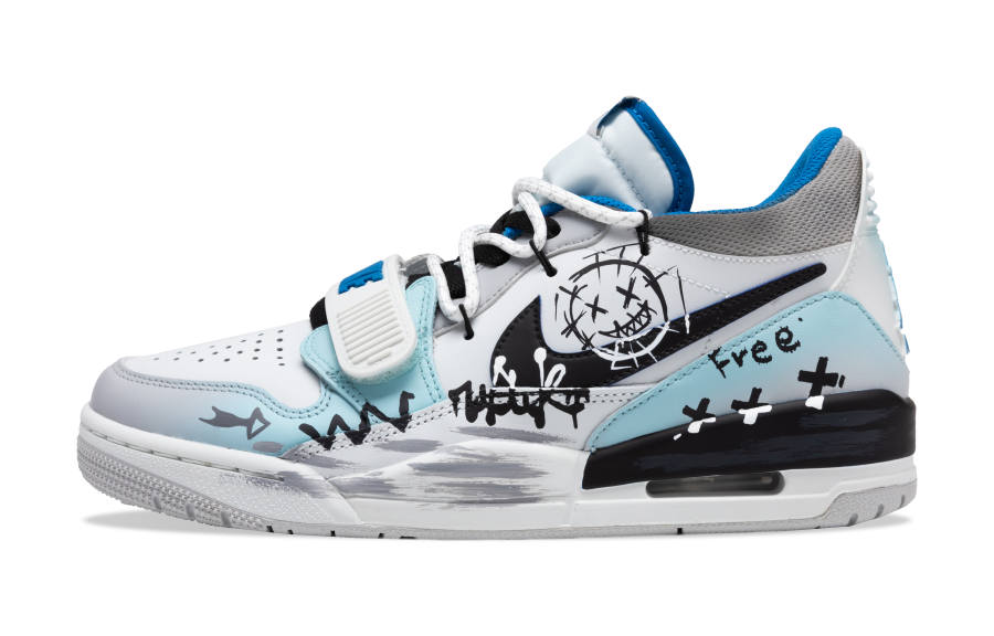 Jordan Jordan Legacy 312 Slip Resistant Abrasion Resistant Low top Basketball Shoes Men's Blue White