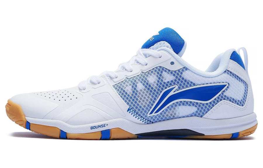 Li-Ning Li Ning Slip Resistant Abrasion Resistant Breathable Low top Table Tennis Shoes Men's White Blue