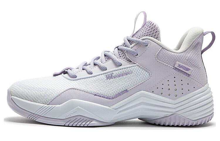 361° Cushioning, Wear Resistant Low top Basketball Shoes Men's White Purple