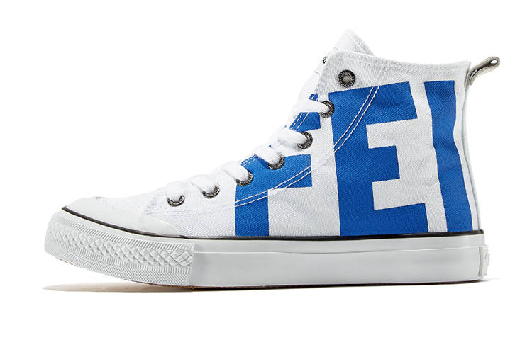 FEIYUE Versatile Wear-resistant And Lightweight High-top Canvas Shoes Unisex White Blue