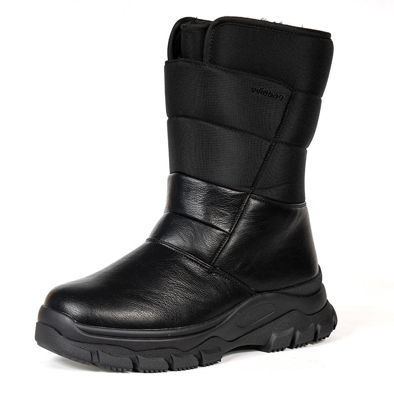 YIJIABAO Thermal Slip Resistant Fleece Lined, Fashion Trend Short Mid Calf Snow Boots Men's Black