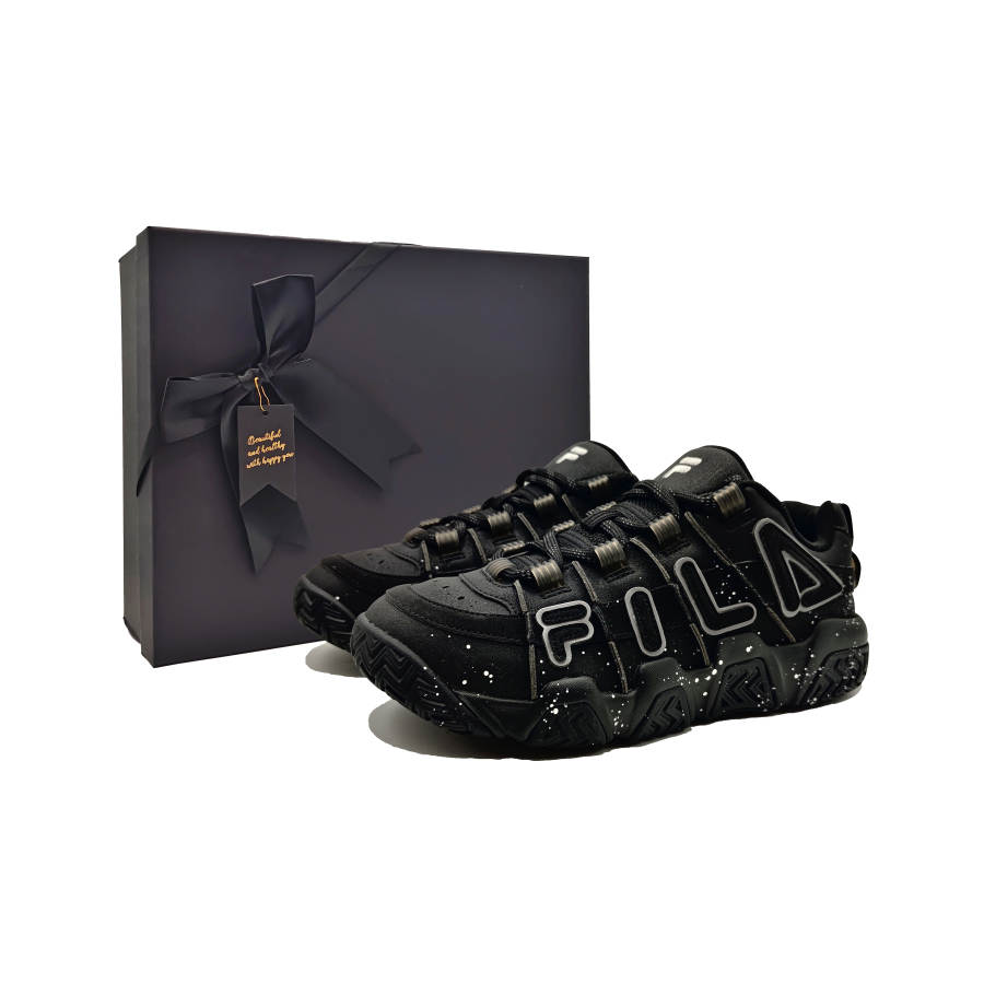 FILA FUSION Slip Resistant Abrasion Resistant Low top Vintage Basketball Shoes Men's Black