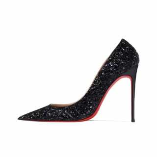 UMEK Slim Heel High Heels Women's Sequins Black