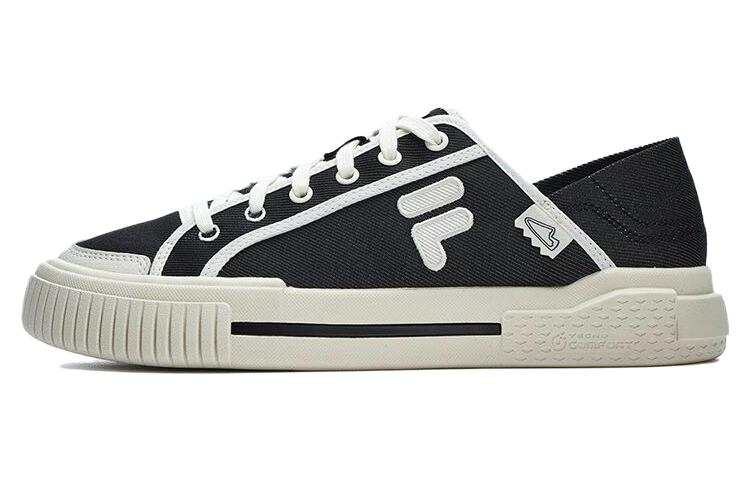FILA FUSION Wallride DX Slip on Abrasion Resistant Lightweight Low top Canvas Shoes Men's Black White