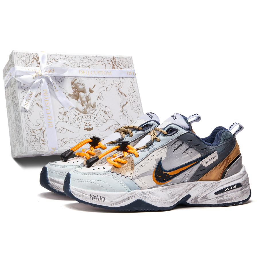 Nike Nike Air Monarch 4 Da Vinci Custom Box, Clarity, Nothingness Slip Resistant Slip Resistant Low top Chunky Sneakers