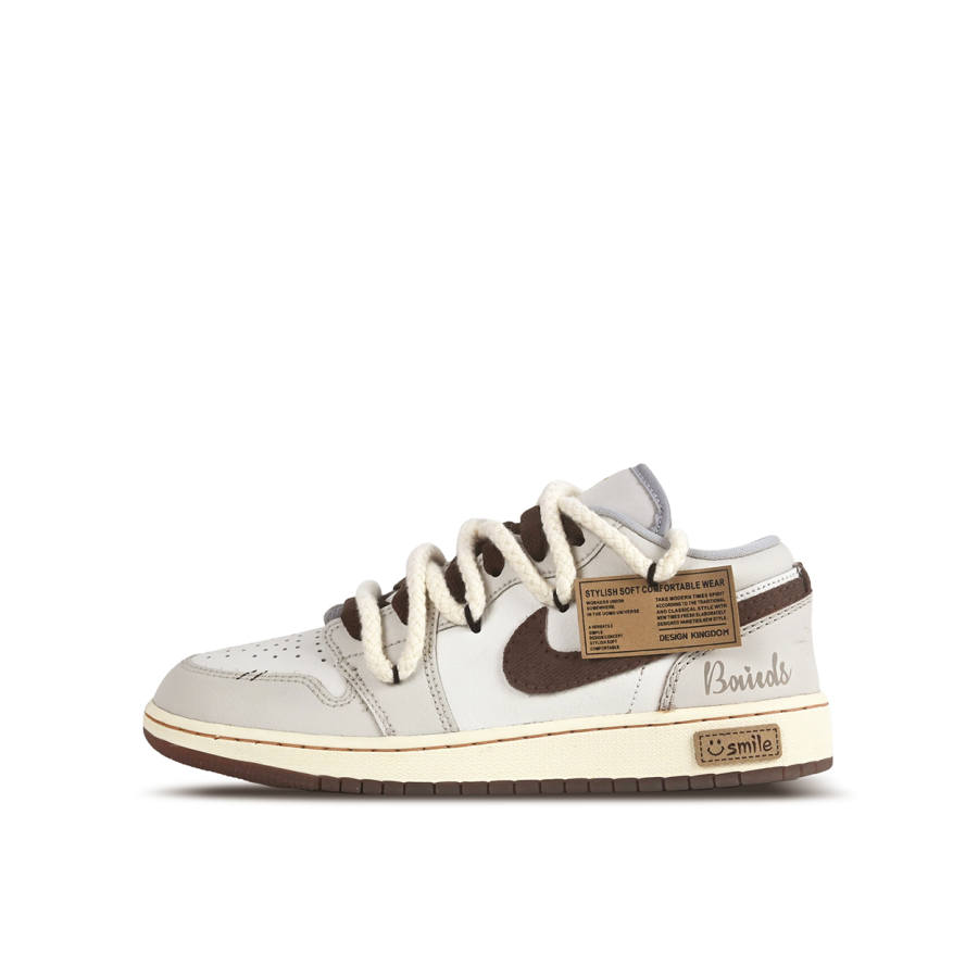 Jordan Jordan Air Jordan 1 Low SE Leather Cushioning, Wear Resistant Low top Basketball Shoes Women's Beige Brown