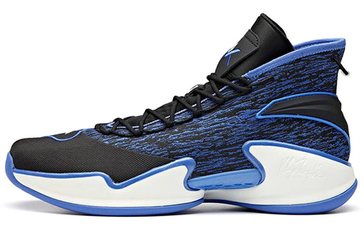 Anta Thompson KT Basketball Comfortable Slip Resistant Abrasion Resistant High top Basketball Shoes Men's Black Blue