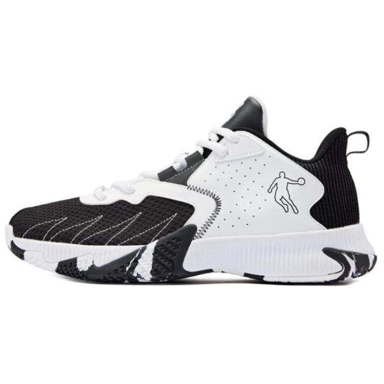 QIAODAN Cushioning Slip Resistant Cushioning Slip Resistant Mid top Basketball Shoes Men's Black