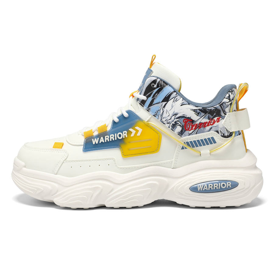 WARRIOR WARRIOR Chunky Sneakers Men's Mid Top White/Blue/Beige/Khaki/Black/Gray