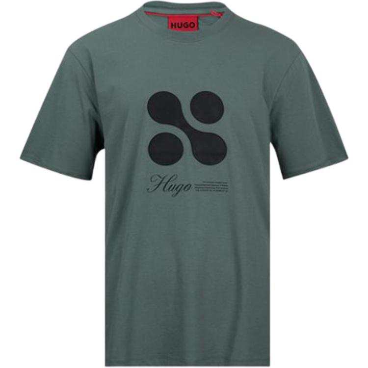 HUGO BOSS T Shirts Men's Green Crew Neck Moderate Straight Fit