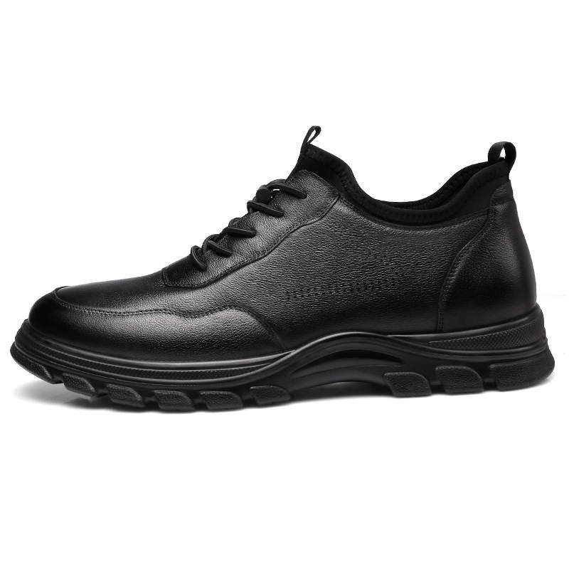 QIANGREN 3515 Plus Size Men's Shoes Extra Wide Casual Leather Shoes Men's Unlined Black Shoes