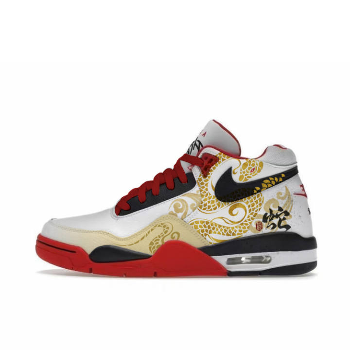 Nike Nike Flight Legacy Cushioning Slip Resistant Mid top Vintage Basketball Shoes Unisex Red White