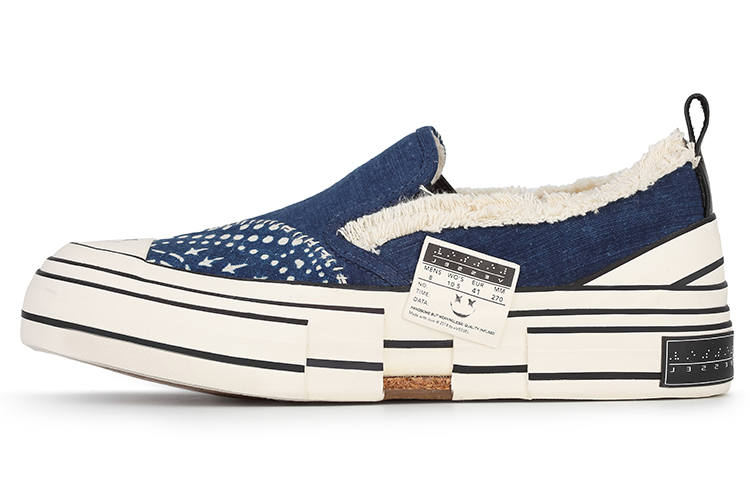 XVESSEL x INK·CHEN Slip On Low top Canvas Shoes Unisex Blue