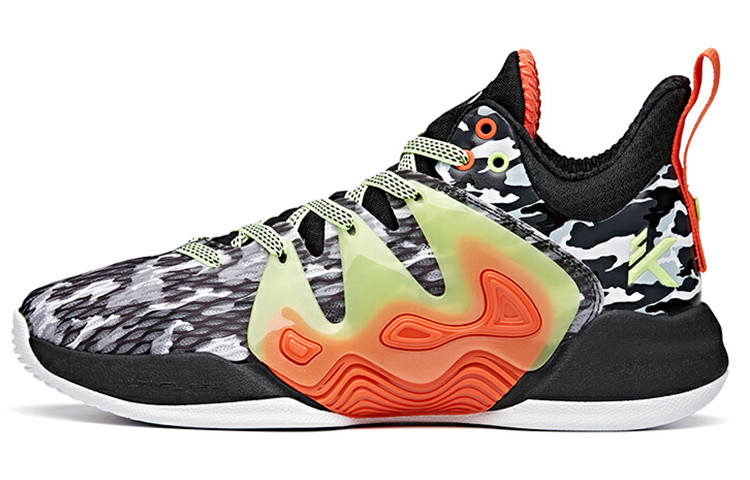 Anta Mountain 1 Slip Resistant Abrasion Resistant Low top Basketball Shoes Men's Black White Orange
