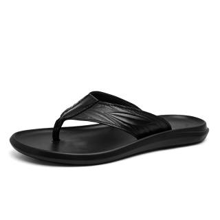 CANUVEN Rubber Sole Odor Resistant Abrasion Resistant Slip Resistant Flip Flops Men's Black