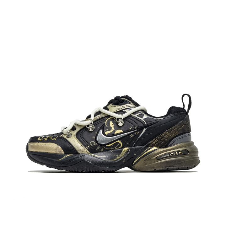 Nike Nike Air Monarch 4 San Chuang, Serpent Slip Resistant Abrasion Resistant Low top Chunky Sneakers Unisex Black Brown