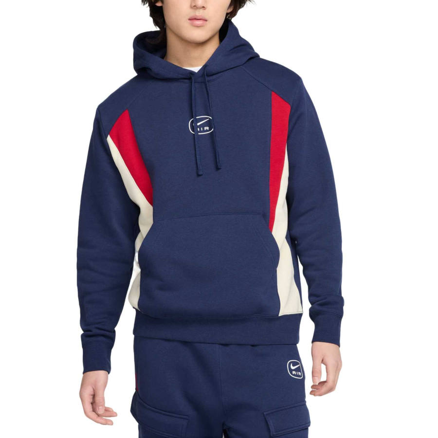 Nike Nike Air Sweatshirts Men's Midnight Blue/Light Khaki/Gym Red Hooded Moderate Regular