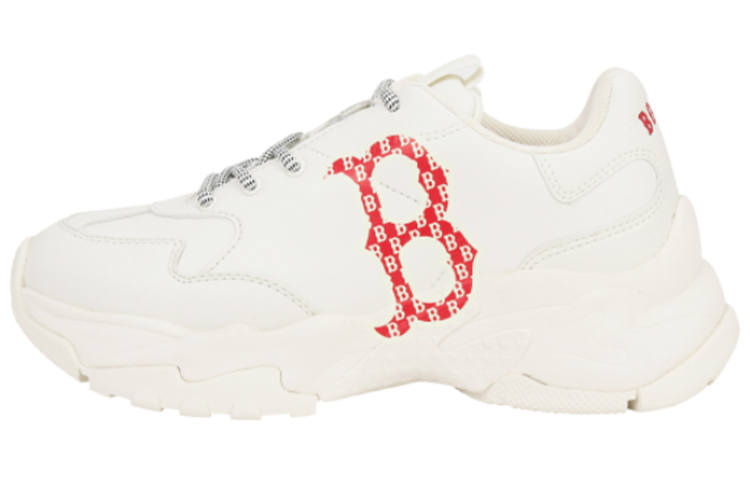 MLB Big Ball Chunky Anti-Slip And Wear-Resistant Lightweight Low-Top Chunky Sneakers Unisex White Red