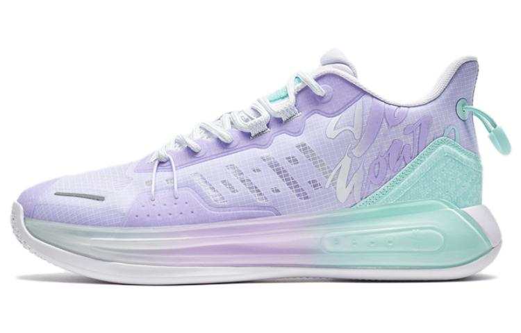 XTEP Textile, Synthetic Leather Cushioning Slip Resistant Abrasion Resistant Low top Basketball Shoes Men's Purple Blue