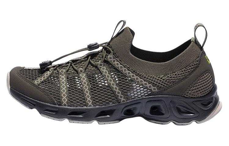TOREAD Synthetic Leather, Textile Slip Resistant, Abrasion Resistant, Breathable River Trekking Shoes Men's Green Black