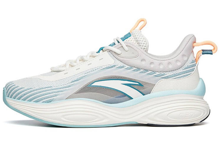ANTA Chunky Sneakers Men's Low Top Ivory White/Shade 1 Gray/Silk Blue Green