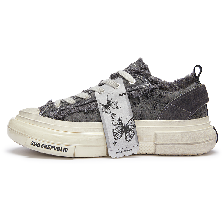SMILEREPUBLIC INCEPTION 70s Golden Butterfly Low top Canvas Shoes Unisex Gray