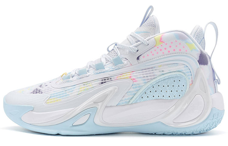 XTEP Slip Resistant Abrasion Resistant Cushioning Low top Basketball Shoes Men's White Blue