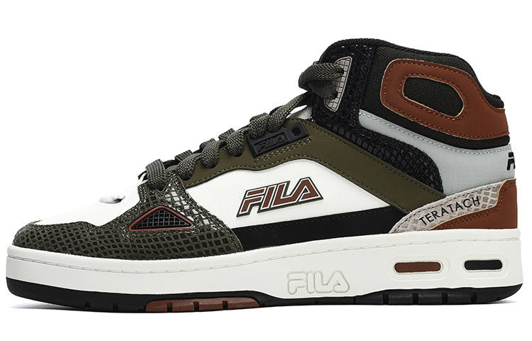 FILA FUSION Teratach Vintage Basketball Shoes Men's Mid Top Night Olive/Bright White/Black/Brown