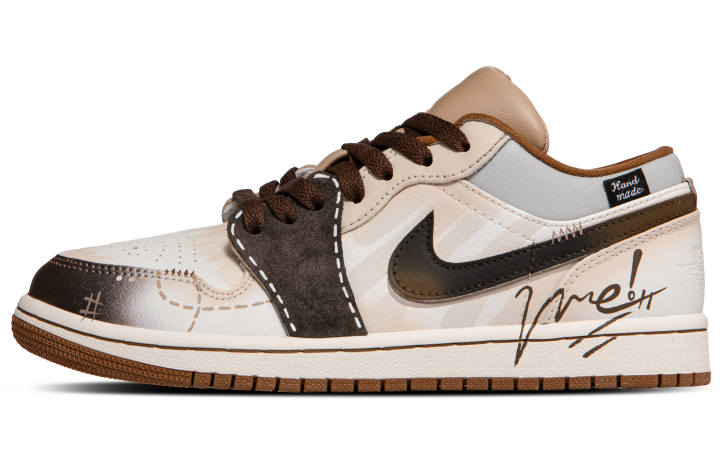 Jordan Jordan Air Jordan 1 Late Mist Hand Drawn Abrasion Resistant Breathable Abrasion Resistant Breathable Low top