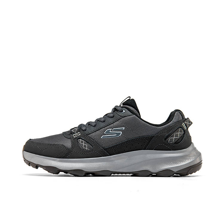 Skechers OUTDOOR Synthetic Leather Fashion Low top Mountaineering Hiking Shoes Men's Charcoal