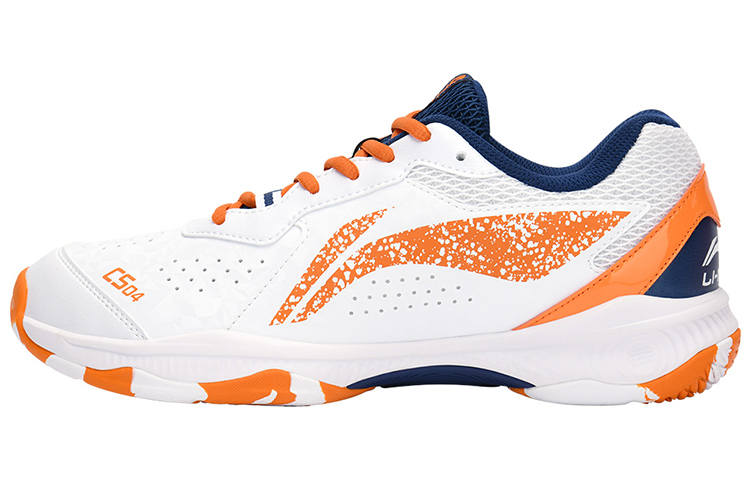 Li-Ning Li Ning Slip Resistant, Abrasion Resistant, Breathable, Lightweight Low top Badminton Shoes Unisex White Ice Orange