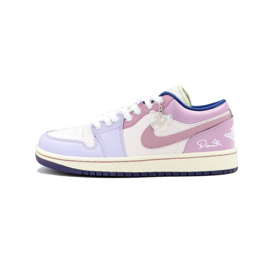 Jordan Jordan Air Jordan 1 Cushioning Slip Resistant Abrasion Resistant Low top Basketball Shoes Women's Pink Purple