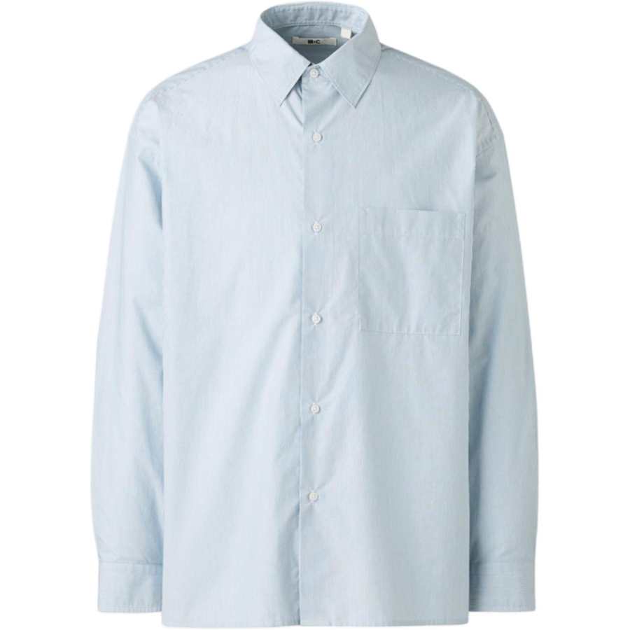 UNIQLO Shirts Unisex Royal Blue Lapel Moderate