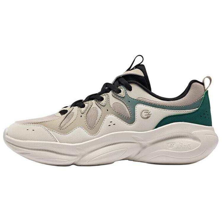 Erke Slip Resistant And Abrasion Resistant Coverage Low Top Chunky Sneakers Men's Beige Green Gray