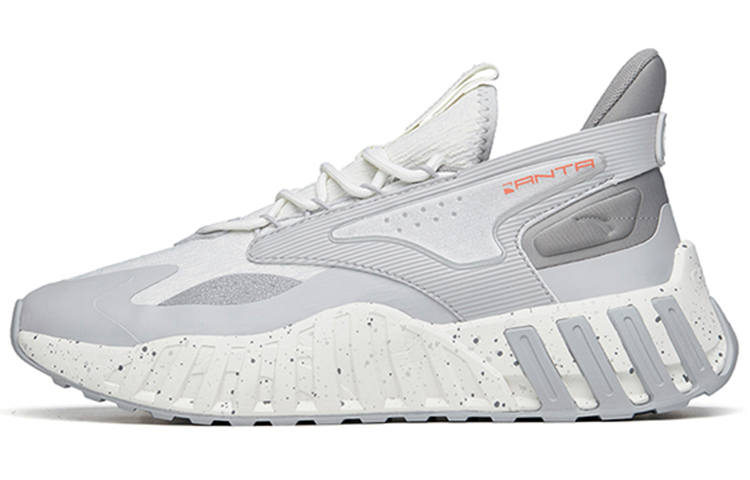 Anta Comfortable Slip Resistant Abrasion Resistant Cushioning Low top Chunky Sneakers Men's White Gray