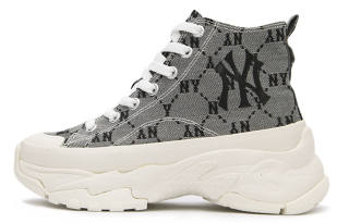 MLB Chunky High Slip Resistant Height Increasing High top Canvas Shoes Unisex Gray