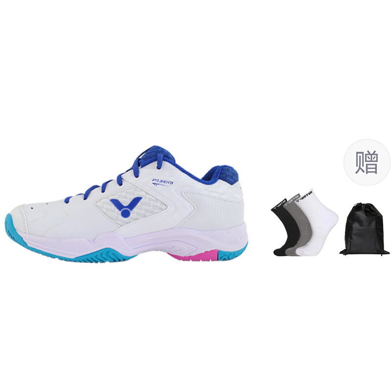 VICTOR Mesh Cushioning Slip Resistant Cushioning Slip Resistant Badminton Shoes Unisex White Blue