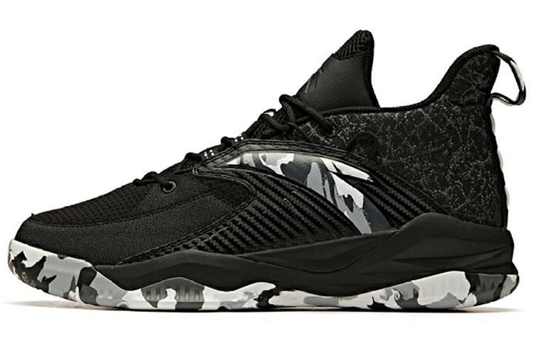 Anta Cushioning Abrasion Resistant Slip Resistant Mid top Basketball Shoes Men's Black White Gray