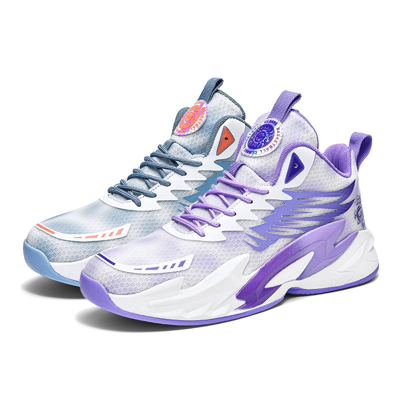 HEIWEILU Cushioning Slip Resistant Abrasion Resistant Breathable Mid top Basketball Shoes Unisex Mismatched