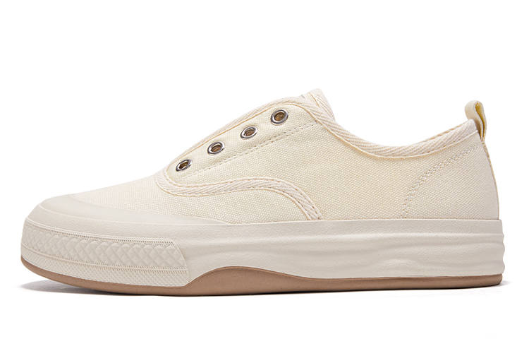FEIYUE Comfortable Slip-Resistant Abrasion-Resistant Low-top Canvas Shoes Women's Beige