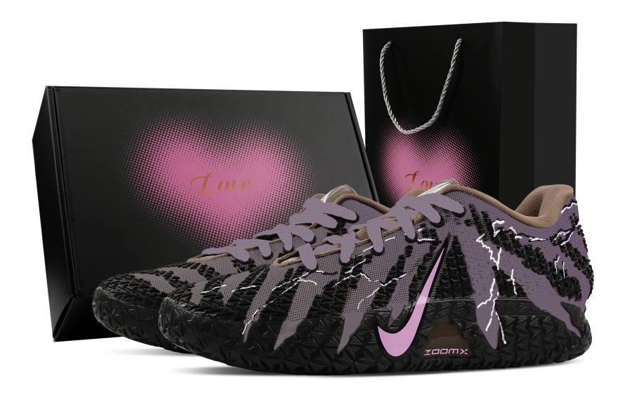 Nike Nike Ja Morant 3 Lightning Neon, Heart Box Abrasion Resistant Low top Basketball Shoes Men's Black Purple