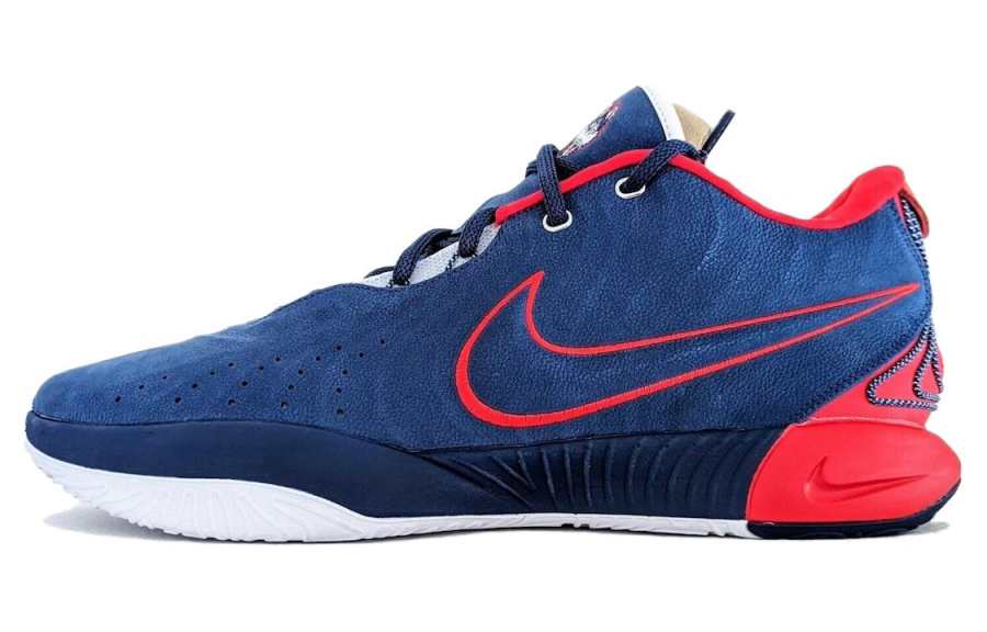 Nike Nike Lebron 21 Uconn Away PE Cushioning Slip Resistant Abrasion Resistant Low top Basketball Shoes Men's Blue Red