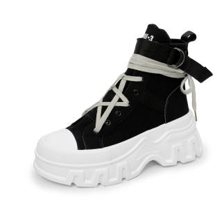 SLnU★3 Abrasion Resistant Slip Resistant High top Canvas Shoes Unisex Black Gray
