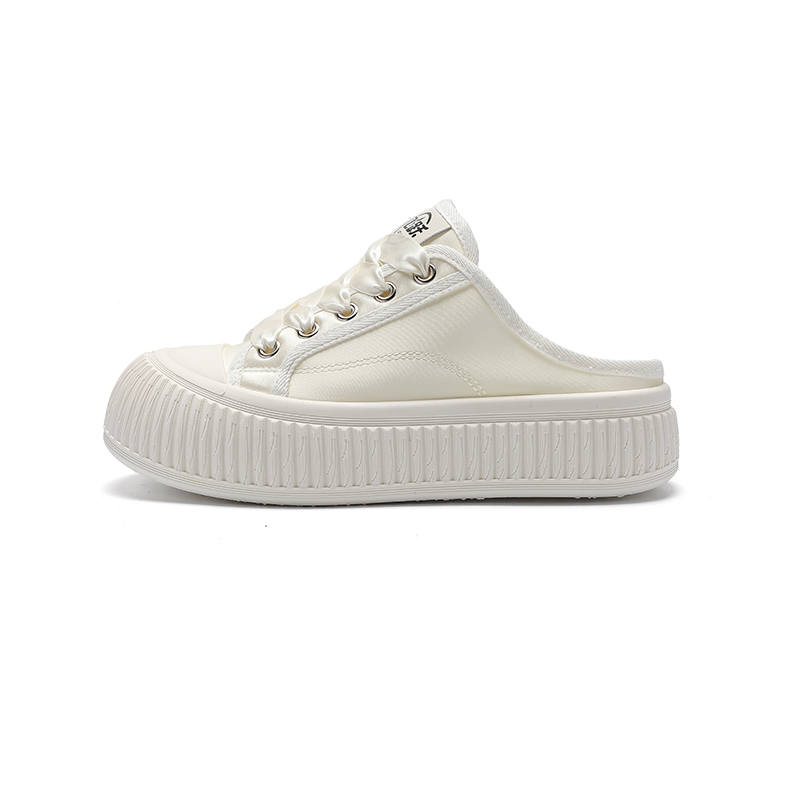 Feiyue Mules Casual Shoes Lightweight Breathable Lightweight And Breathable Low top Canvas Shoes Women's Beige