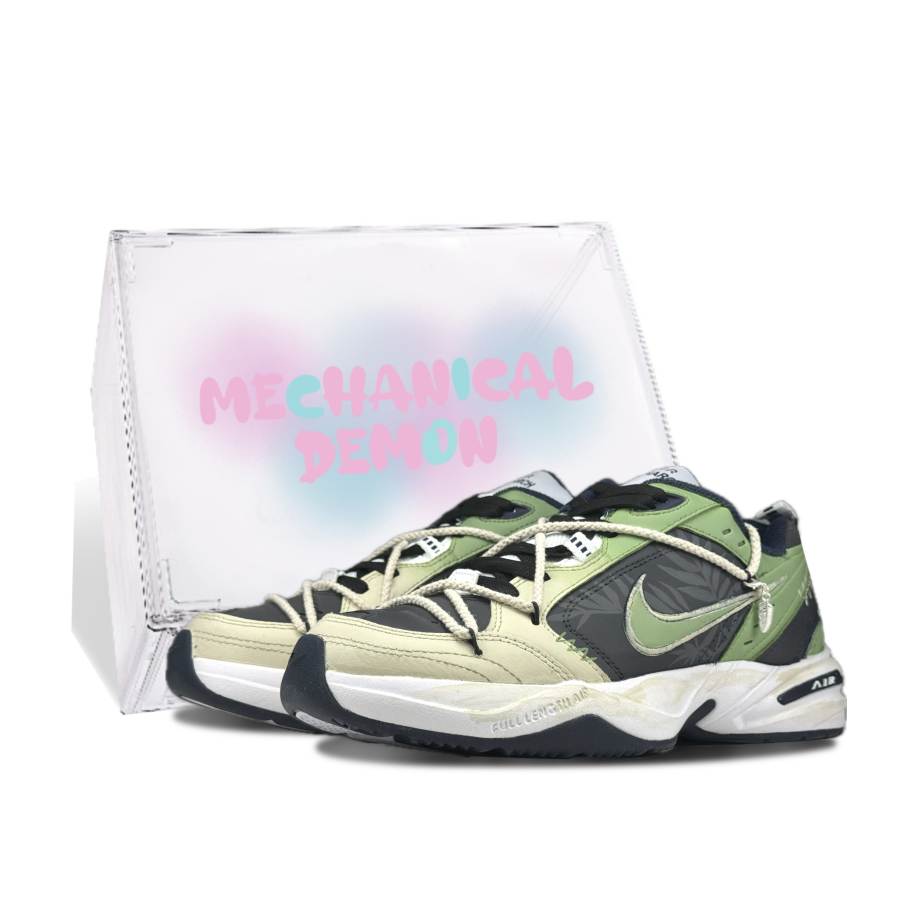 Nike Nike Air Monarch 4 Slip Resistant Abrasion Resistant Low top Chunky Sneakers Unisex Green Yellow