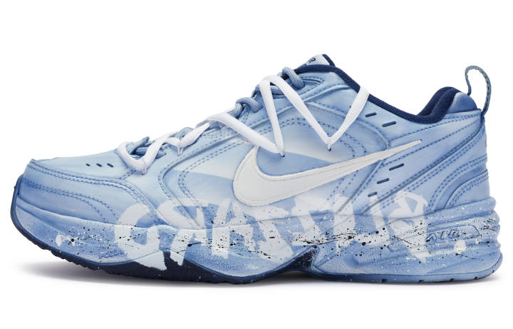 Nike Nike Air Monarch 4 811 Manufacturing, Winter Is Coming PU Leather Low top Chunky Sneakers Unisex Blue White